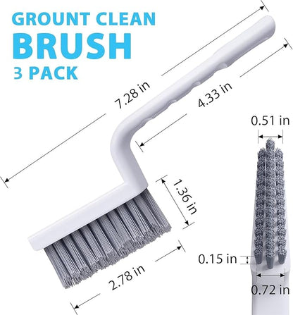 Grout Cleaner Brush,Hard Bristle Grout Cleaning Brushes Scrubber for Tile Floors Bathroom Shower, Black, 3 Pieces