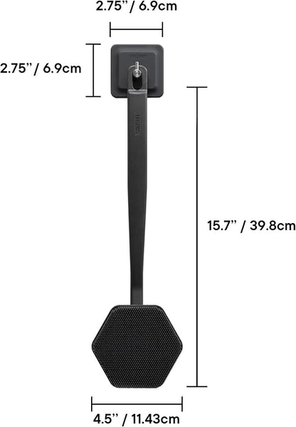 TOOLETRIES Silicone Back Scrubber with Hook - Exfoliating Shower Brush, Back Washer for Men, Durable Back Brush with Long Handle - Long Lasting Bath & Shower Accessories - Charcoal