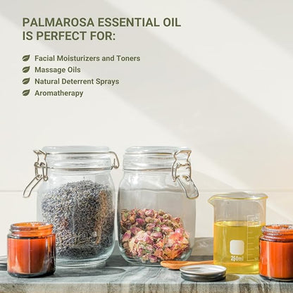 Palmarosa Essential Oil Direct from Norex Flavours India for Skin and Aromatherapy - Aceite de Palmarosa for Candle Scent for Candlemaking and Soaps (2lbs)