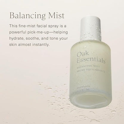 Oak Essentials Balancing Mist | Antioxidant-Rich Rose Water & Aloe Toning Face Mist That Helps Hydrate, Calm, and Refresh, 3.4 Fl Oz