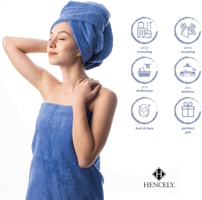 Hencely Bath Sheet Set of 2 - (35x64 Inches) - Luxury Extra Large Oversized Towels, 100% Cotton - Quick Dry, Highly Absorbent, Super Soft - Ideal for Spa, Hotel, Bathroom - (Bath Sheets 2 Pack, Blue)