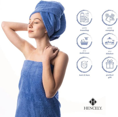 Hencely Bath Sheet Set of 2 - (35x64 Inches) - Luxury Extra Large Oversized Towels, 100% Cotton - Quick Dry, Highly Absorbent, Super Soft - Ideal for Spa, Hotel, Bathroom - (Bath Sheets 2 Pack, Blue)