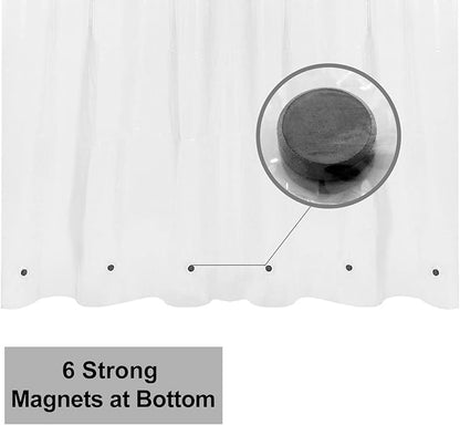 Barossa Design Longer Shower Curtain/Liner with 75 inches Height - 6 Magnets on Bottom, Heavy Duty Waterproof PEVA, PVC Free, Metal Grommets, 72x75, Clear