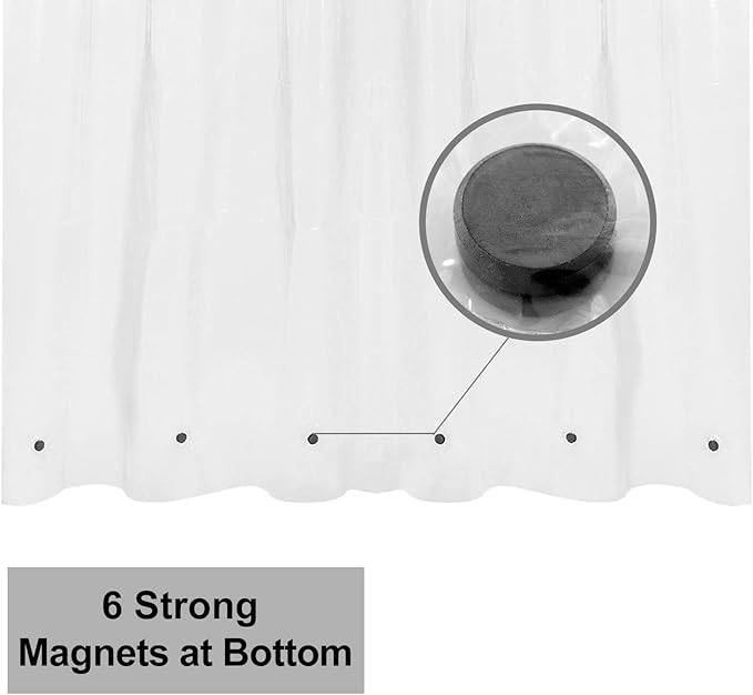 Barossa Design Long Shower Curtain Liner 78" Height - 6 Magnets & 8G Heavy Duty PEVA, Waterproof, PVC Free, Metal Grommets, Clear, 72x78