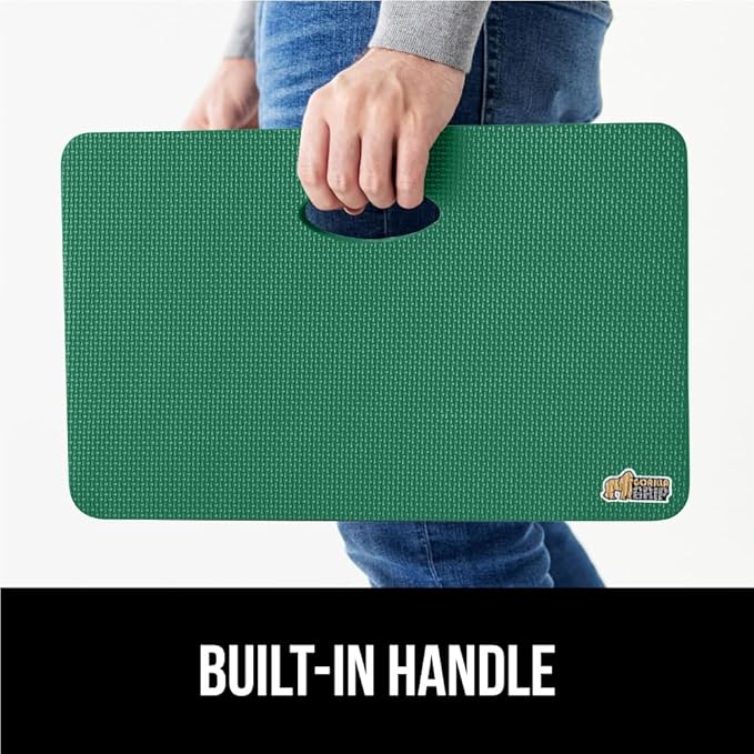 GORILLA GRIP Extra Thick Patent Pending Soft Foam Kneeling Pad, 2 PK, Supportive Large Cushion Knee Pads for Gardening, Baby Bath, Dirt and Water Resistant, Workout and Garden Supplies, 17.5x11, Green