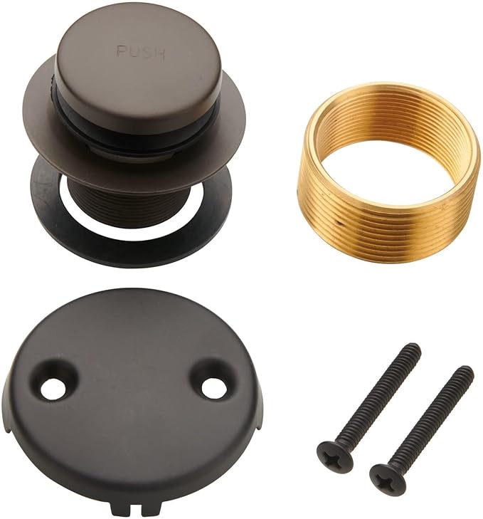 Bronze Tip Toe Bathtub Tub Drain Conversion Kit Assembly, Wellup Tub Drain Trim Kit with Two Hole Overflow Faceplate, Oil Rubbed Bronze