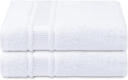 Melissa Linen, Bright White Bath Towels, Set of 2, 100% Turkish Cotton Bath Towels for Bathroom, Absorbent, Quick Dry, Durable and Soft Shower Towel, 28 in x 55 in, Spa and Hotel Quality