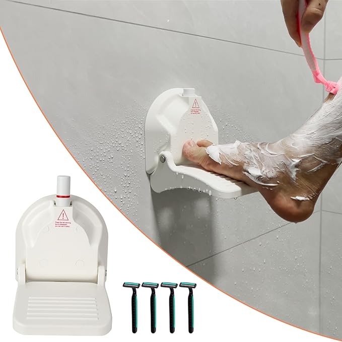 Shower Foot Rest for Shaving Legs,Shower Shaving Foot Rest,Foot Rest for Shower with Powerful Suction Cup,Foldable Shower Shaver Foot Rest Suitable for RV Bathroom,Easy to Carry While Traveling
