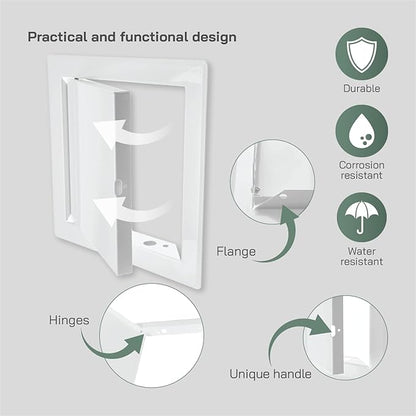 Vent Systems 6'' x 6'' Inch White Metal Access Panel - Easy Access Doors - Access Panel for Drywall, Wall, Electrical and Plumbing Service Door