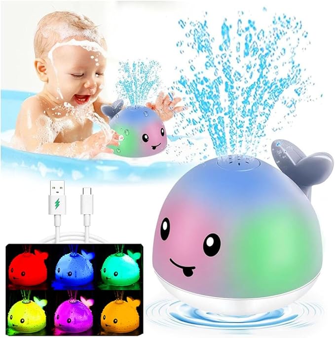 Bath Toys for Kids Ages 1-3 - Christmas Stocking Stuffers for Toddlers - 1 Year Old Girl Boy Gifts 1st First Birthday Gifts - Light Up Whale Sprinkler Bathtub Water Pool Toys for Babies 6-12-18 Months