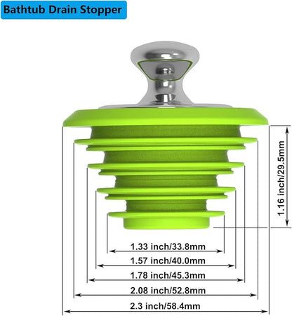 Bathtub Drain Stopper,Silicone Bathtub Stopper, Tub Stopper, Washbasin Drain Plug,Drain Plug (Green，Patented Product)