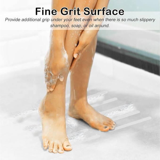 S&X Bathtub Non Slip Stickers,Gritty Textured Slip-Resistant Treads - 3/4 x 11 Inches - 12 of Pack (Clear)