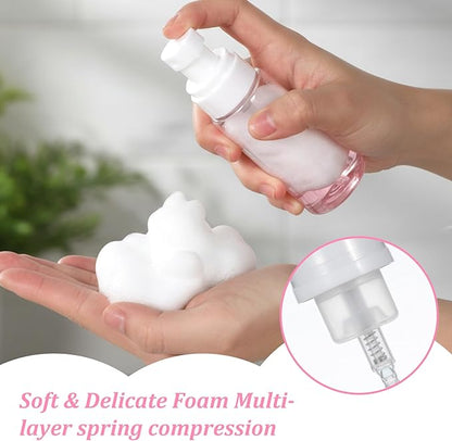 6 Pcs Travel and Empty Fine Mist Spray Bottle Foam Pump Bottle Small Size Mousse Foaming Soap Dispenser Clear Plastic Refillable Containers for Face Wash Lash Cleanser Shampoo Skin Care Liquid