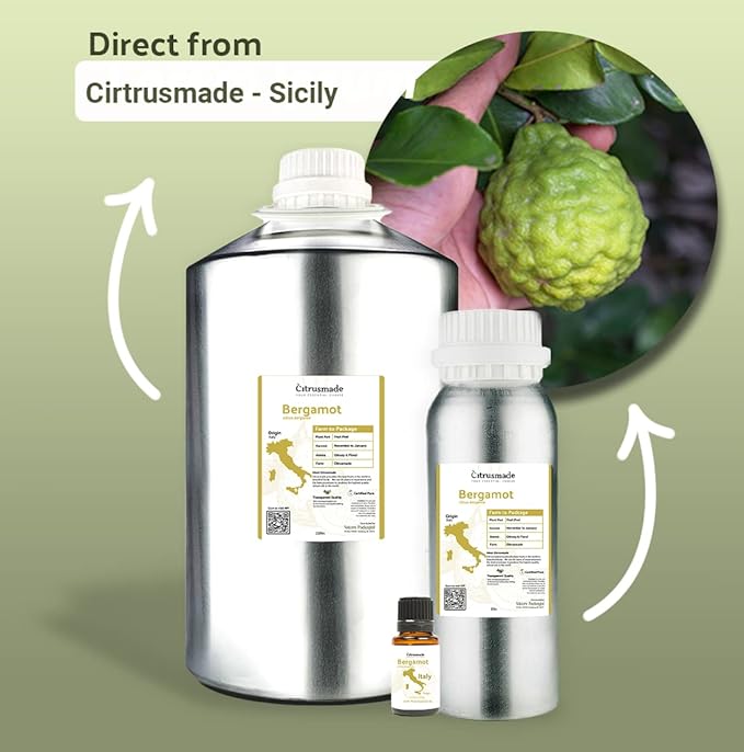 Bergamot Essential Oil - Direct from Citrusmade in Sicily- Pure Essential Oil for Diffusers and Aromatherapy | 100% Pure Therapeutic Grade (8oz)