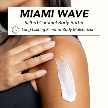 Holler And Glow Miami Wave Salted Caramel Body Butter, Body Butter For Women, Smells Good, Body Lotion For Extremely Dry Skin, Moisturizing, Nourishing, Shea Butter, Coconut, Vanilla Scented, 5.29 Oz