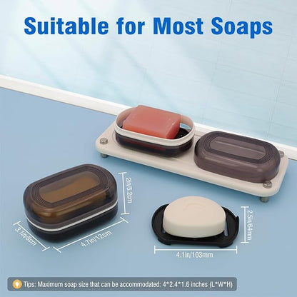 Travel Soap Container, Leakproof Soap Box, Travel Soap Holder with Removable Draining Layer, Portable Soap Case for Traveling, Camping, Gym (Black)