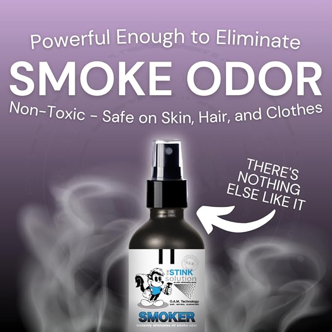 The Stink Solution Smoke Odor Eliminator Spray for Home, Car, Clothes, Hands, Hair, Wall & More Completely Neutralizes All Types of Smoke Odor Best Smoke Smell Remover Bamboo Teak 16oz & Sky Blue 16oz