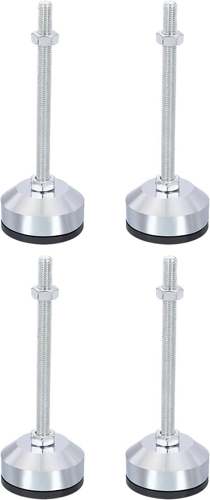 PATIKIL Furniture Leveling Feet 2" Dia Base M8 Thread, 4 Pcs Carbon Steel Adjustable Threaded Furniture Leveler Screw on Leg Levelers with Pads for Desk Chair Cabinet, Black
