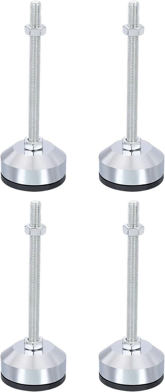 PATIKIL Furniture Leveling Feet 2" Dia Base M8 Thread, 4 Pcs Carbon Steel Adjustable Threaded Furniture Leveler Screw on Leg Levelers with Pads for Desk Chair Cabinet, Black