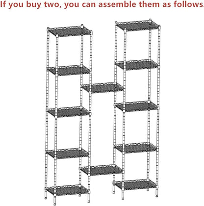 REGILLER 6 Wire Shelving Steel Storage Rack Adjustable Unit Shelves for Laundry Bathroom Kitchen Pantry Closet(White,11.7" D x 16.8" W x 63" H)