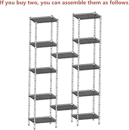 REGILLER 6 Wire Shelving Steel Storage Rack Adjustable Unit Shelves for Laundry Bathroom Kitchen Pantry Closet(Silver, 11.7" D x 16.8" W x 63" H)