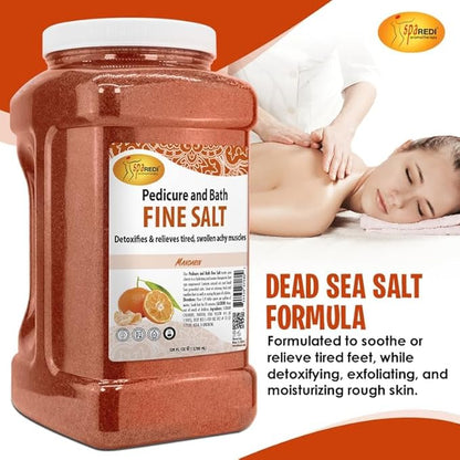 SPA REDI - Detox Foot Soak Pedicure and Bath Fine Salt, Mandarin, 128 Oz - Made with Dead Sea Salts, Argan Oil, Coconut Oil, and Essential Oil - Hydrates, Softens and Moisturizes