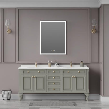 Recessed Medicine Cabinets for Bathroom with Mirror, Only Recessed Medicine Cabinet with Defogger, Dimmer, Outlets & USB, Three Doors, 20"x 26"