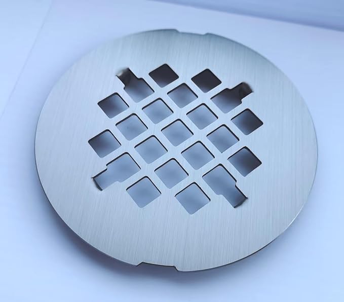 4-1/4 inches Snap-On Round Shower Drain Cover, Stainless Steel (Brushed Nickel)