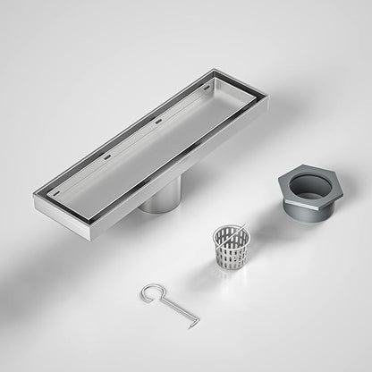 Linear Shower Drain 12", Brushed Floor Drain with Tiled Insert Grate & Hair Strainer, 304 Stainless Steel Bathroom 2-in-1 Tiled in Drain, CUPC Certified (Brushed, 12'')