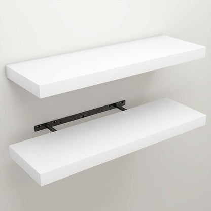 Floating Shelves for Wall, 9.3" Deep Wall Mounted Wood Shelves for Bathroom, Bedroom, Living Room, Kitchen, Hanging Shelf for Books/Storage/Room Decor (White 30")