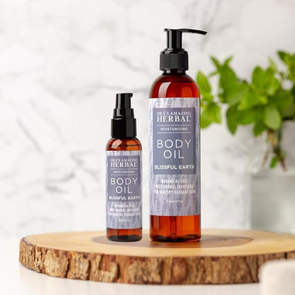 Ora's Amazing Herbal Lavender Bath Oil, Herbal Infused Moisturizing Shower and Body Oil for Women with Organic Jojoba Calendula Relaxation & Dry Skin, Blissful Earth Scent with Pump 7.5 oz