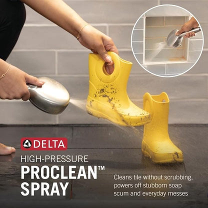 Delta 5-Setting HydroRain 2-in-1 Dual Shower Head with ProClean Spray, Brushed Gold High Pressure Shower Head with Handheld Spray, 1.75 GPM Flow Rate, Champagne Bronze 75419CZ