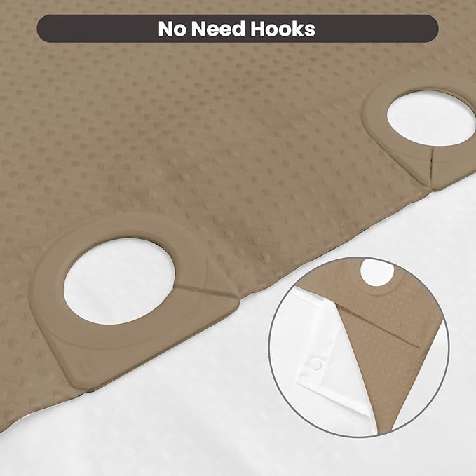 Inhousolu No Hook Waffle Weave Shower Curtain with Removable Snap in Fabric Liner Set for Bathroom, 230 GSM Heavy Duty Weighted Hem, Water Repellent Washable Bath Curtains, 72 x 84 Inch, Beige