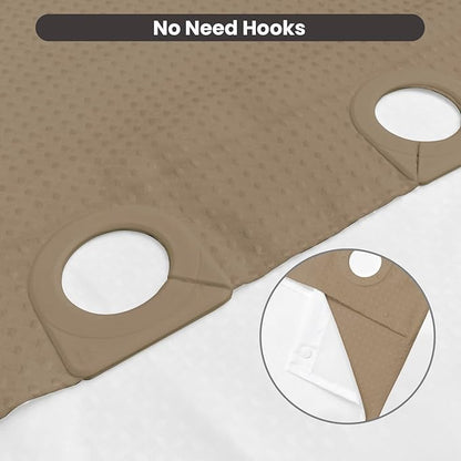 Inhousolu No Hook Waffle Weave Shower Curtain with Removable Snap in Fabric Liner Set for Bathroom, 230 GSM Heavy Duty Weighted Hem, Water Repellent Washable Bath Curtains, 72 x 72 Inch, Beige