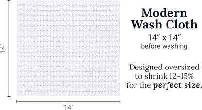 GILDEN TREE Waffle Bath Towels Wash Cloths for Showering, Exfoliating Washcloth Quick Dry Towel, Face Towels for Washing Face Cotton Washcloths Set of 4, Modern Style (White)