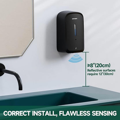 Commercial Automatic Soap Dispenser Large 34oz/1000ml Capacity Wall-Mounted Touchless Liquid Dispenser for High-Traffic Restrooms, Offices, Hospitals Model AD1220S Black