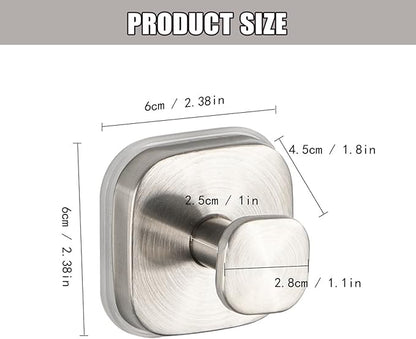 2Pcs Square Suction Cup Hook, 304 Stainless Steel Shower Hook, Removable Suction Cup Knob for Shower, Bathroom, Kitchen, Glass Door, Mirror (Silver)