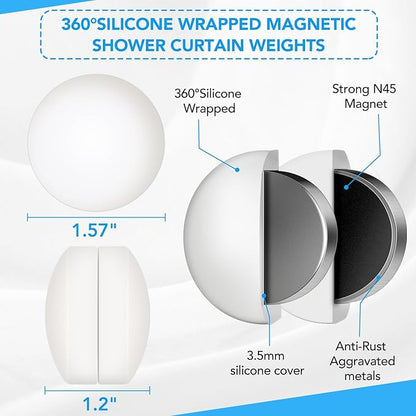 20 Pcs Shower Curtain Weights，Silicone Wrapped Heavy Duty shower curtain magnets，Curtain Weights Heavy Outdoor，Prevent Curtain Liner from Blowing Around, Work for Drapery, Flag, Tablecloth(10 Pairs)