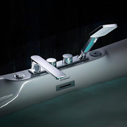 WOODBRIDGE 72" x 35-3/8" Whirlpool Water Jetted and Air Bubble Freestanding Heated Soaking Combination Bathtub wirh LED control panel and Faucet, BJ400+F0041CH