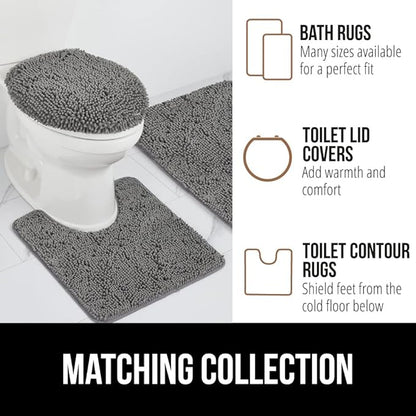 GORILLA GRIP Bath Rug Mat 60x24, Thick Soft Absorbent Chenille, Quick Dry Microfiber Mats, Rubber Backing Washable Shower Floor Rugs, Bathmat Runner, US Designed Bathroom Home Decor Accessories Grey