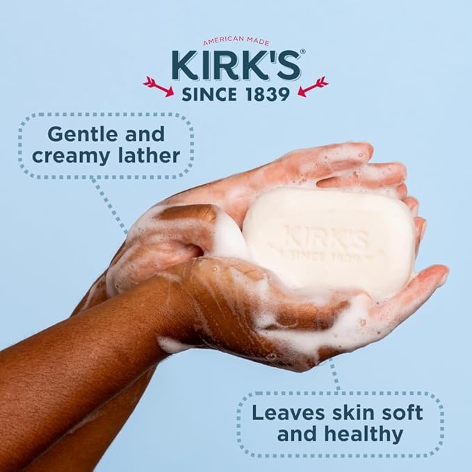 Kirk's Castile Bar Soap for Men, Women & Children - Made with Premium Coconut Oil, Sensitive Skin Formula- Vegan & Non GMO- Citrus Twist- 4 oz. Bars 6 Pack