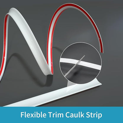 NeatiEase Flexible Trim Caulk Strip, Peel and Stick Trim for Molding, Tile Edge, Ceiling, Wall Corner, Baseboard, Floor(White)