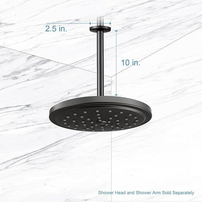 OFFO Shower Arm with Flange, 10 in Oil Rubbed Bronze Ceiling Mount Replacement Rain Shower Head Straight Arm Ceiling-Mounted For Fixed Shower Head & High Pressure Rain
