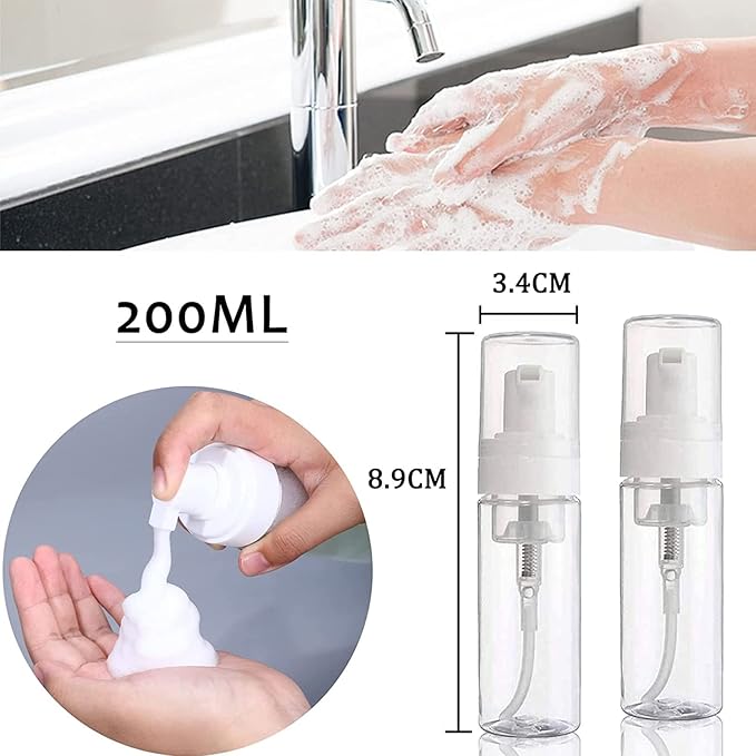 SOTICA 3pcs Foam Bottle Dispenser, Refillable Soap Dispenser with Transparent Empty Spray Bottles Foaming Hand Soap Dispenser Bottles 200ml/7OZ Foam Pump Dispenser Bottle