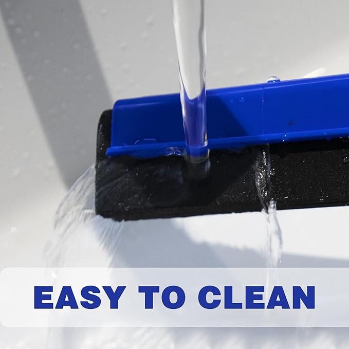 18" Floor Squeegee with 43" Adjustable Aluminum Handle Light Duty Magic Broom for Floor,Garage Courtyard Shower Bathroom Floor Marble Glass Tile Water Foam Cleaning
