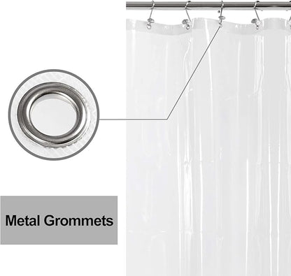 Barossa Design Clear Shower Curtain Liner 82 Width by 74 Height with Free Hooks - 6 Bottom Magnets, Waterproof PEVA, 12 Metal Grommets Curtain PEVA, 82x74