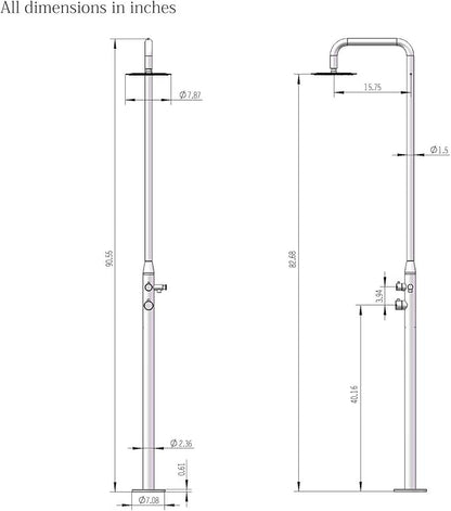 HEATGENE Outdoor Shower with Body Jets and Handheld Shower Head for Outside/Poolside/Patio Drench Shower, Outdoor Shower System, Brushed