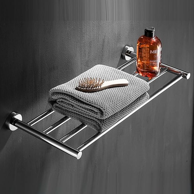 2-Tier Hotel Towel Racks for Bathroom, Wall Mounted Towel Shelf, 30 Inch Bathroom Towel Rack, Polished Chrome