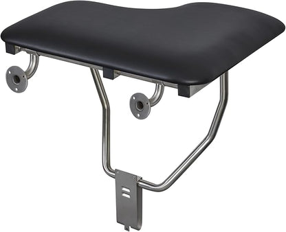 28" x 22.5" Black Padded Cushion Wall Mount Folding Right-Handed Transfer Bench Shower Seat, ADA Compliant