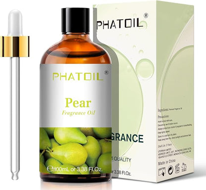PHATOIL 3.38FL.OZ Pear Fragrance Oils for Aromatherapy, Essential Oils for Diffusers for Home, Perfect for Diffuser, Yoga, Skin Care, DIY Candle and Soap Making - 100ml
